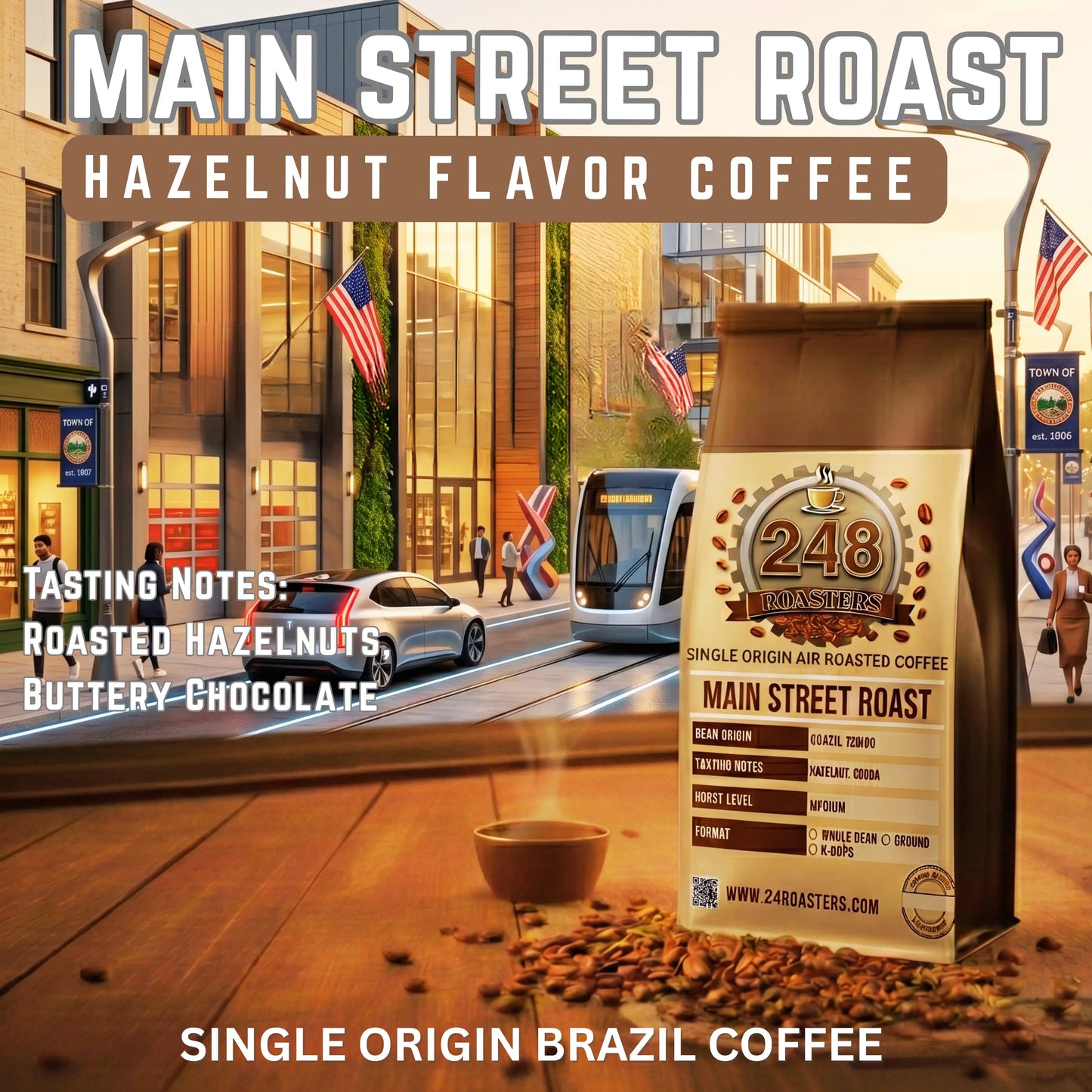 Main Street Roast | Medium Roast | Hazelnut Flavor Coffee